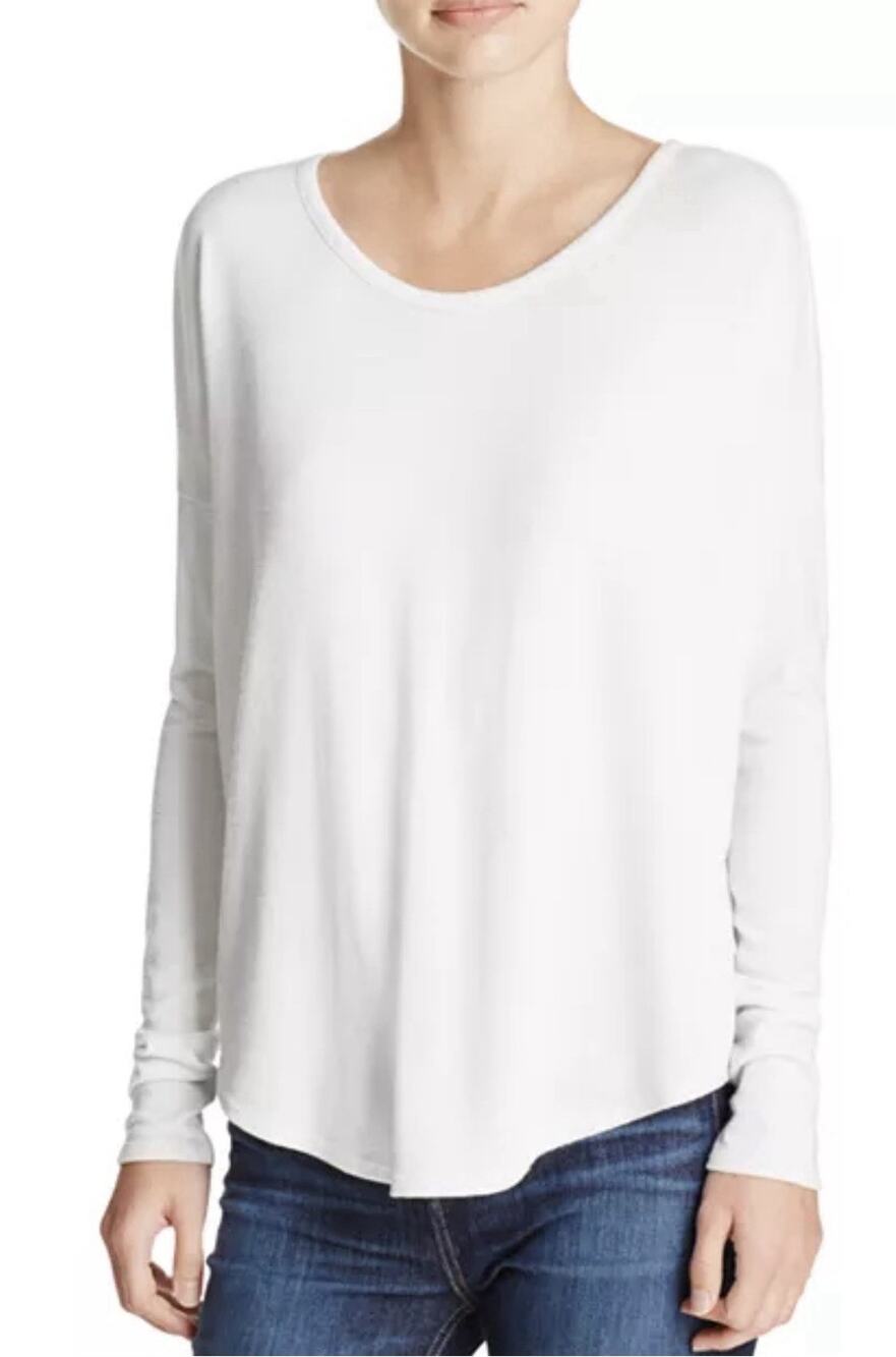 Rag & Bone Hudson Long-Sleeve Tee Shirt Top in ivory Women Small A011031